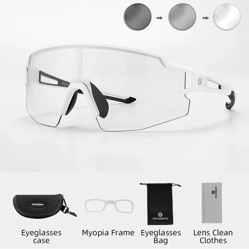 ROCKBROS Cycling Glasses Photochromic Polarized Lens Bike Glasses UV400 Protection Eyewear Sunglasses MTB Road Bicycle Goggles - MANDOTOS