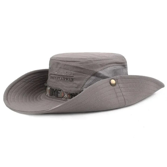 Summer Men Bucket Hat Outdoor UV Protection Wide Brim Panama Safari Hunting Hiking Hat Mesh Fisherman Hat Beach Sunscreen Cap - MANDOTOS