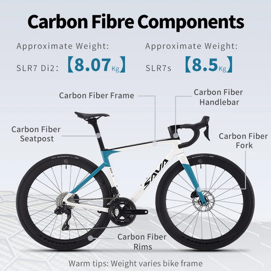 SAVA 2025NEW HAWKEYE SLR7 Carbon Fiber Road Bike with Shimano 105 DI2 R7170 Component Hydraulic Discs, Complete Adult Racing Set