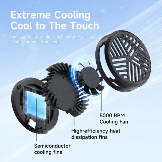Hagibis Magnetic Cell Phone Cooler Universal Cooling Fan Mobile Phone Radiator for iPhone 16 Pro Black Shark Gaming Live Stream - MANDOTOS