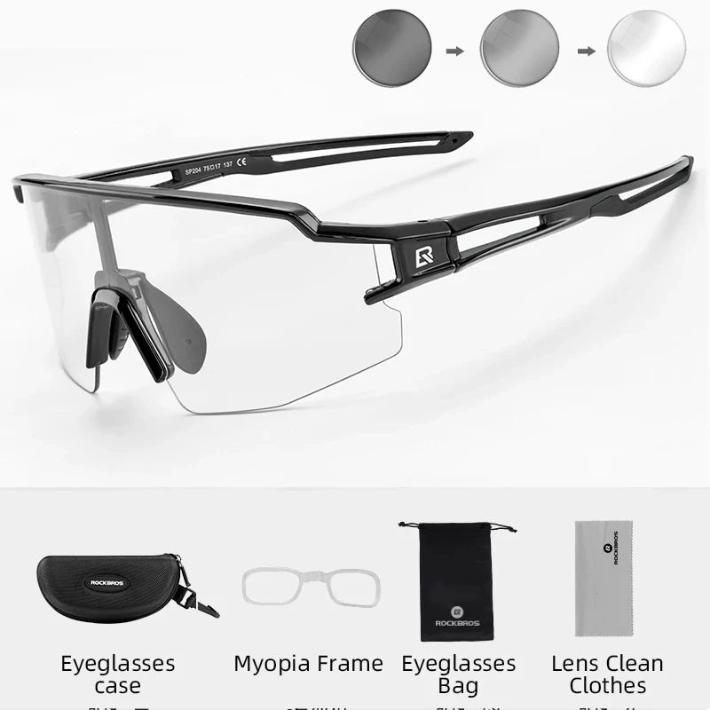 ROCKBROS Cycling Glasses Photochromic Polarized Lens Bike Glasses UV400 Protection Eyewear Sunglasses MTB Road Bicycle Goggles - MANDOTOS