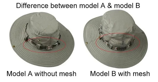 Summer Men Bucket Hat Outdoor UV Protection Wide Brim Panama Safari Hunting Hiking Hat Mesh Fisherman Hat Beach Sunscreen Cap - MANDOTOS