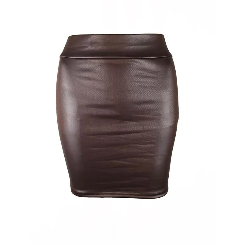 Black Slim Imitation Leather Pencil Mini Skirt High Waist Sexy Fashion Korean Short Skirts Women Wholesale Summer Sweet - MANDOTOS