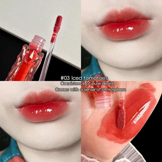 Lip Gloss Long Lasting Moisturizing Easy Halo Dyeing Waterproof Mirror Water Glass Transparent Color Cosmetics - MANDOTOS