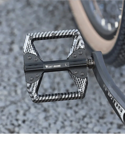 WEST BIKING MTB Integrated Pedals 3 Bearing Ultralight Flat Pedals Aluminum Alloy Nylon Carbon Fiber Coating Specialized Pedals