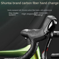 2025 New Ultra-Light Carbon Fiber Road Bike Fast Racing Bicycle with Hydraulic Disc Brakes 16/24-Speed Gear Shift Drop Handlebar