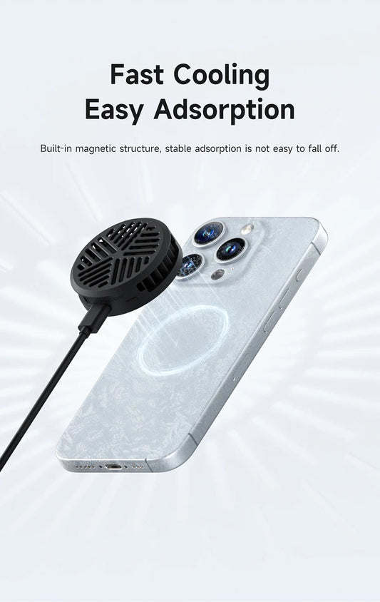 Hagibis Magnetic Cell Phone Cooler Universal Cooling Fan Mobile Phone Radiator for iPhone 16 Pro Black Shark Gaming Live Stream - MANDOTOS