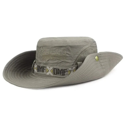Summer Men Bucket Hat Outdoor UV Protection Wide Brim Panama Safari Hunting Hiking Hat Mesh Fisherman Hat Beach Sunscreen Cap - MANDOTOS