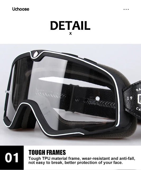 Retro Bicycles Goggles Ski Glasses Sunglasses ATV Goggles Non-slip Belt AntiUV Cafe Racer Chopper Cycling Racing Free shipping