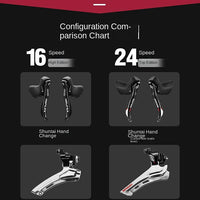 2025 New Ultra-Light Carbon Fiber Road Bike Fast Racing Bicycle with Hydraulic Disc Brakes 16/24-Speed Gear Shift Drop Handlebar