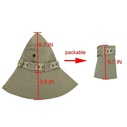 Summer Men Bucket Hat Outdoor UV Protection Wide Brim Panama Safari Hunting Hiking Hat Mesh Fisherman Hat Beach Sunscreen Cap - MANDOTOS