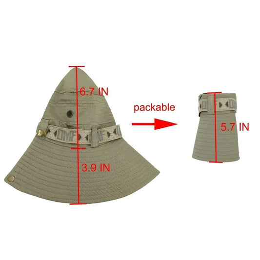 Summer Men Bucket Hat Outdoor UV Protection Wide Brim Panama Safari Hunting Hiking Hat Mesh Fisherman Hat Beach Sunscreen Cap - MANDOTOS