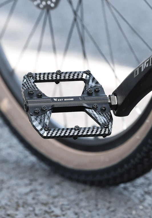 WEST BIKING MTB Integrated Pedals 3 Bearing Ultralight Flat Pedals Aluminum Alloy Nylon Carbon Fiber Coating Specialized Pedals