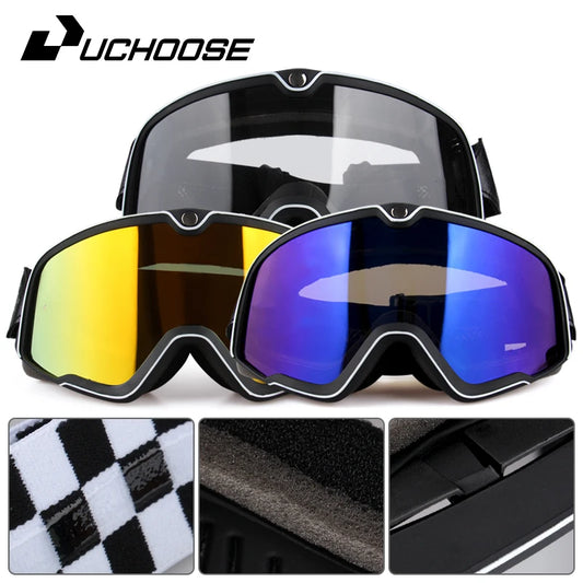 Retro Bicycles Goggles Ski Glasses Sunglasses ATV Goggles Non-slip Belt AntiUV Cafe Racer Chopper Cycling Racing Free shipping