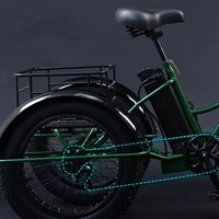 3 Wheel Electric Bicycles for Adults Men Women 24 Inch Electric Fat Bike 750W 15AH Powerful Electric Bicycle With Cargo Basket
