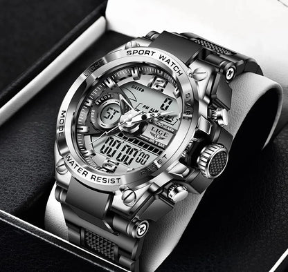 LIGE Men Military Watch Digital 50m Waterproof Wristwatch LED Quartz Clock Sport Watch Male Big Watches Men Relogios Masculino - MANDOTOS