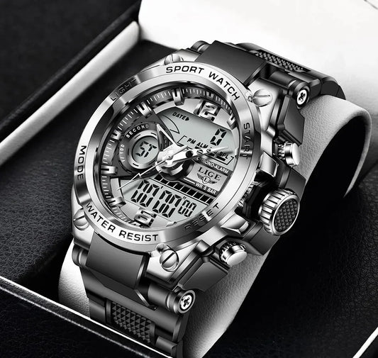 LIGE Men Military Watch Digital 50m Waterproof Wristwatch LED Quartz Clock Sport Watch Male Big Watches Men Relogios Masculino - MANDOTOS