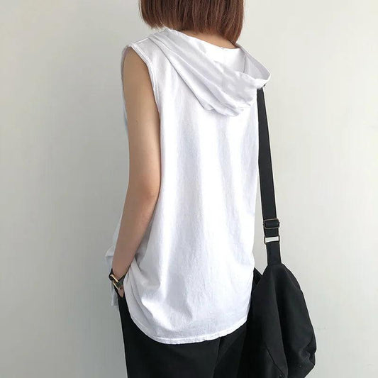 Solid Color 2023 Brand New Men's Tank Tops Vest Sleeveless Tees For Male Hooded Man Vests Tops Hip Hop Men Tank Top T shirt - MANDOTOS