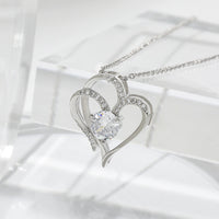 Zircon Double Love Necklace With Rhinestones Ins Personalized Heart-shaped Necklace Clavicle Chain Jewelry For Women Valentine's Day - MANDOTOS