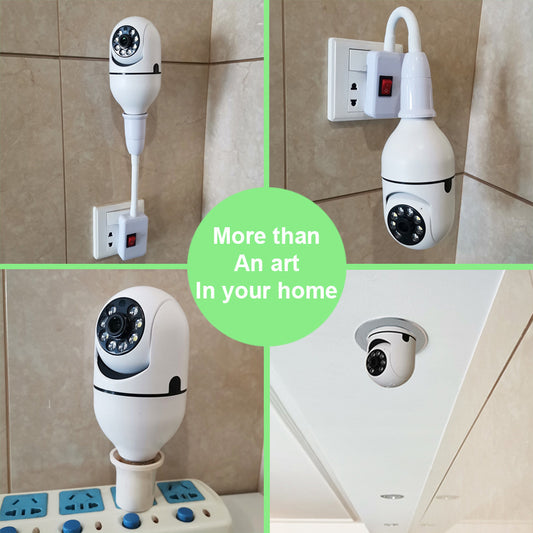 WiFi CAMERA 1080P Bulb 4X Zoom Camera E27 Home 5GWiFi Alarm Monitor - MANDOTOS