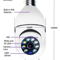 WiFi CAMERA 1080P Bulb 4X Zoom Camera E27 Home 5GWiFi Alarm Monitor - MANDOTOS