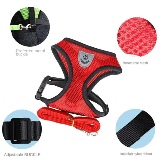 Adjustable Reflective Pet Harness with Leash - MANDOTOS
