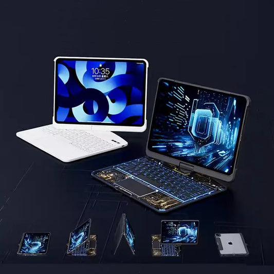 360 Swivel Keyboard Clear Case For IPad Smart Trackpad Bluetooth-compatible Keyboard Case Cover With Pen Slot - MANDOTOS