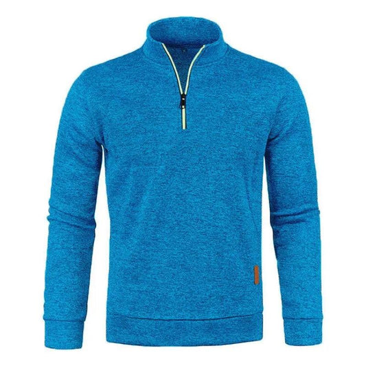 Autumn Men's Half Zipper Sweatshirts Long Sleeve Solid Color Pullover Turtleneck Streetwear Winter Warm Jacket Sport Coats - MANDOTOS