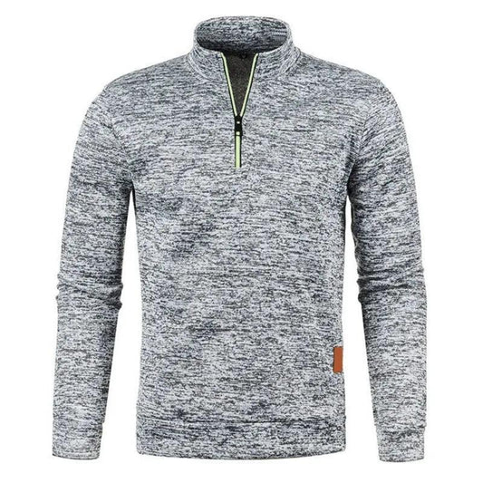 Autumn Men's Half Zipper Sweatshirts Long Sleeve Solid Color Pullover Turtleneck Streetwear Winter Warm Jacket Sport Coats - MANDOTOS