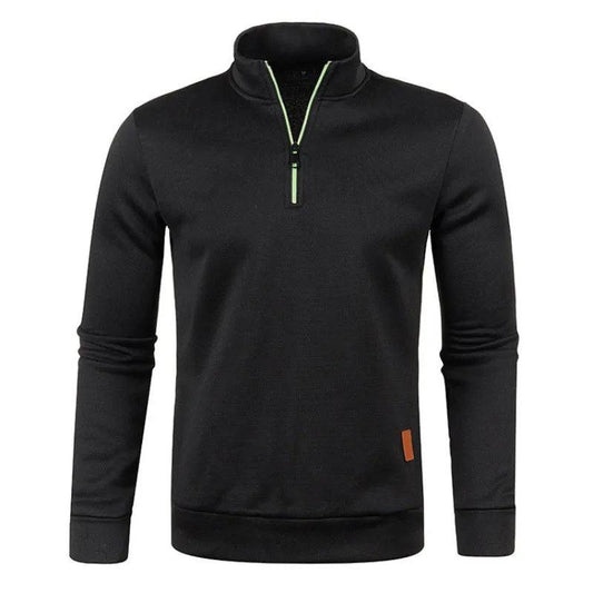 Autumn Men's Half Zipper Sweatshirts Long Sleeve Solid Color Pullover Turtleneck Streetwear Winter Warm Jacket Sport Coats - MANDOTOS