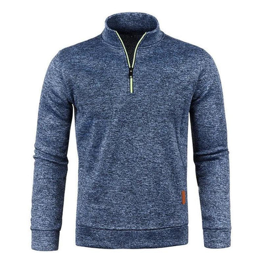 Autumn Men's Half Zipper Sweatshirts Long Sleeve Solid Color Pullover Turtleneck Streetwear Winter Warm Jacket Sport Coats - MANDOTOS