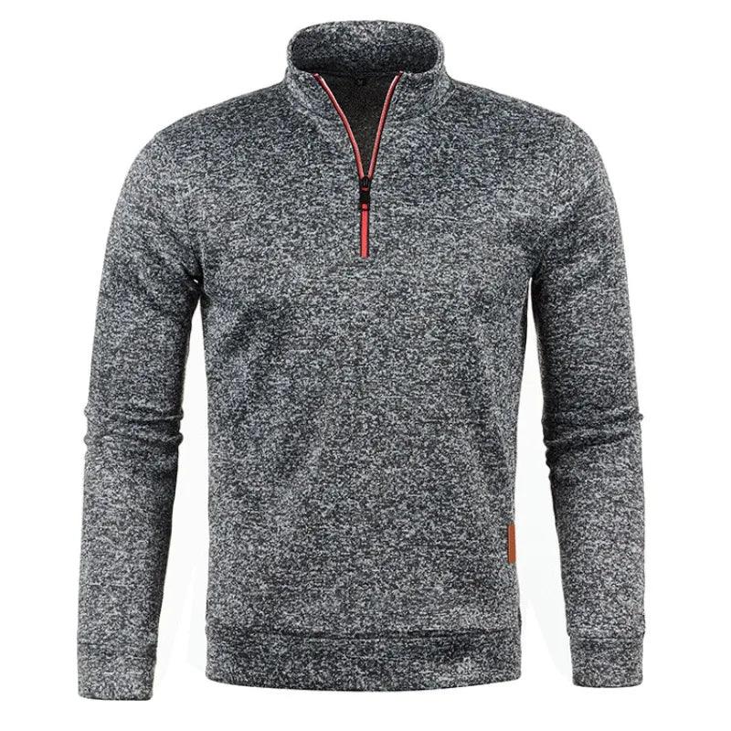 Autumn Men's Half Zipper Sweatshirts Long Sleeve Solid Color Pullover Turtleneck Streetwear Winter Warm Jacket Sport Coats - MANDOTOS