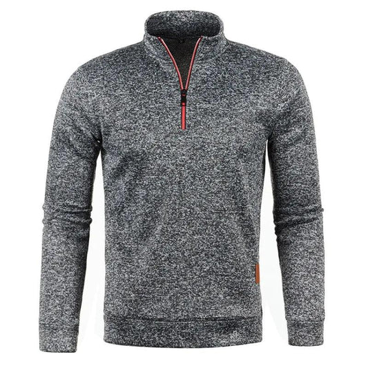 Autumn Men's Half Zipper Sweatshirts Long Sleeve Solid Color Pullover Turtleneck Streetwear Winter Warm Jacket Sport Coats - MANDOTOS