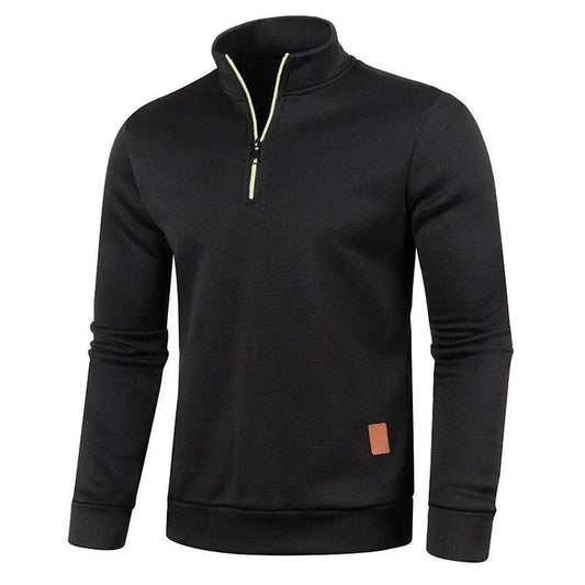 Autumn Men's Half Zipper Sweatshirts Long Sleeve Solid Color Pullover Turtleneck Streetwear Winter Warm Jacket Sport Coats - MANDOTOS