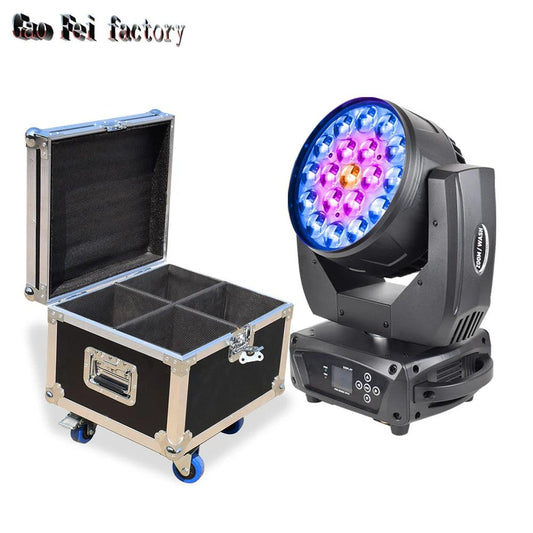 Availability Of The Flight Cases 4In1 With 19X15W RGBW Led Zoom Lyre Wash Moving Head DJ Lights - MANDOTOS