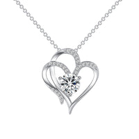 Zircon Double Love Necklace With Rhinestones Ins Personalized Heart-shaped Necklace Clavicle Chain Jewelry For Women Valentine's Day - MANDOTOS