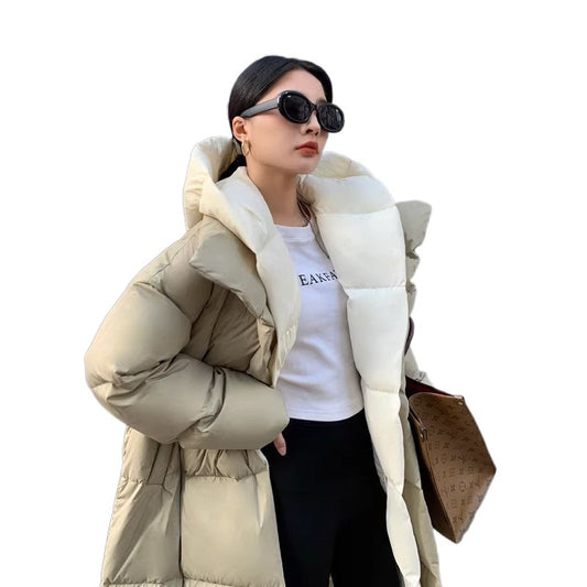 Women's Cozy Long Hooded Down Jacket - MANDOTOS