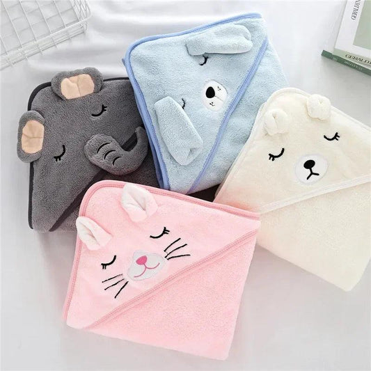Baby Hooded Bath Towels Cartoon Animal Newborn Soft Towel Blanket Toddler Bathrobe Warm Sleeping Swaddle Wrap for Boys Girls - MANDOTOS