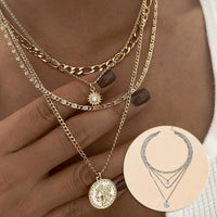 Chunky Gold Necklace Chunky Charm Necklace For Women Layered Gold Necklace For Women Silver Coin Necklace Jewelry Gifts For Women - MANDOTOS