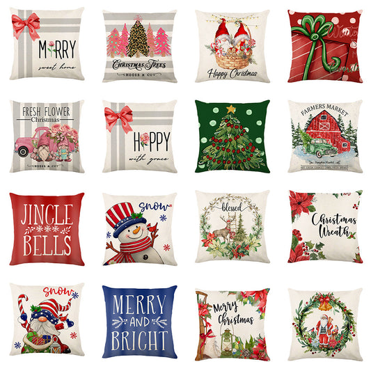 Christmas Decorations Pillow Covers Sofa Square Throw Pillow Cases Stamping Snowflake Waist Cushion Cover Home Bed Decor - MANDOTOS