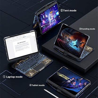 360 Swivel Keyboard Clear Case For IPad Smart Trackpad Bluetooth-compatible Keyboard Case Cover With Pen Slot - MANDOTOS