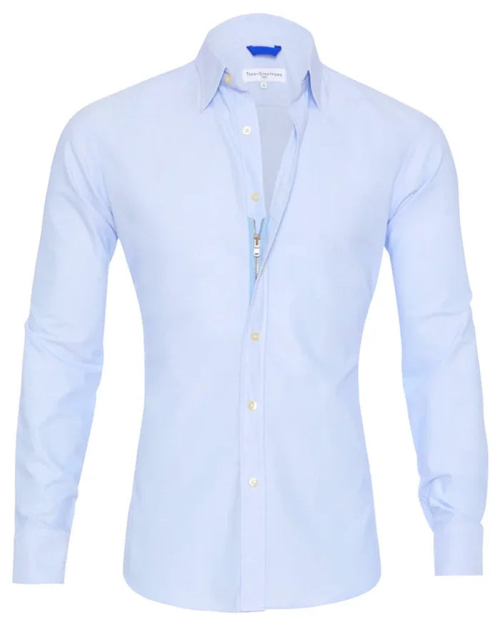 Long Sleeve Zipper Shirt With Button Design Fashion Lapel Tops For Mens Clothing - MANDOTOS