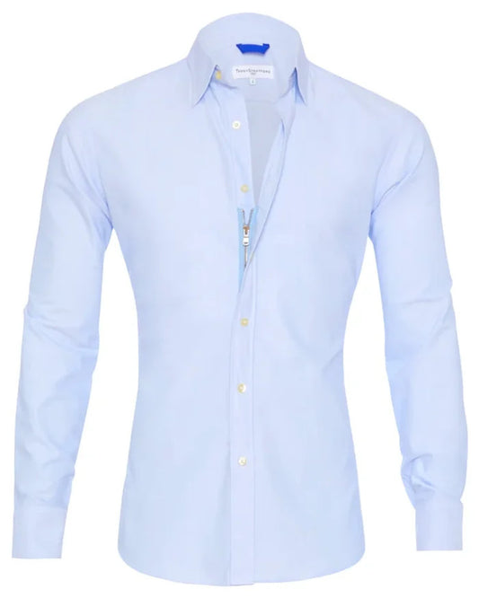 Long Sleeve Zipper Shirt With Button Design Fashion Lapel Tops For Mens Clothing - MANDOTOS