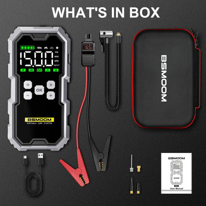 Car Jump Starter With Air Compressor LCD Screen 21800mAh Portable Booster Charger 6000A Powerful Car Battery Starting Devi - MANDOTOS