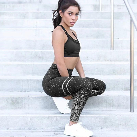 Chic Gold Print Leggings - MANDOTOS