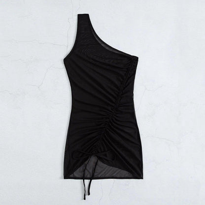 Chic Mesh One Shoulder Beach Cover-Up - MANDOTOS