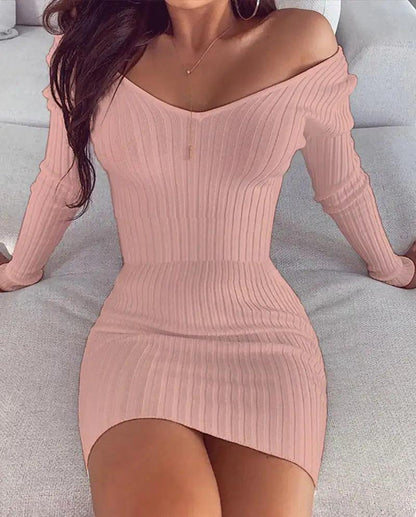 Chic Off-Shoulder Knit Dresses - MANDOTOS