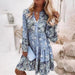Chic Pleated Long Sleeve Dress - MANDOTOS