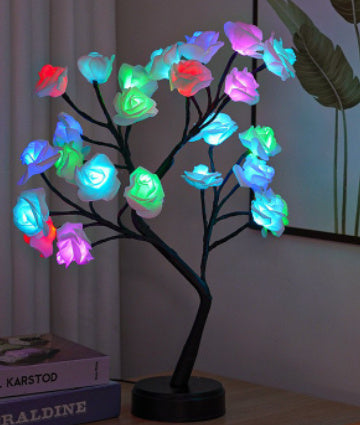 Table Lamp Flower Tree Rose Lamps Fairy Desk Night Lights USB Operated Gifts For Wedding Valentine Christmas Decoration - MANDOTOS