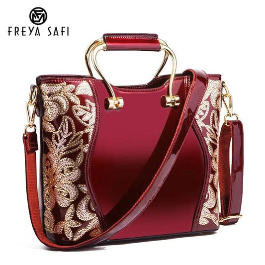 Elegant Floral Leather Tote - MANDOTOS